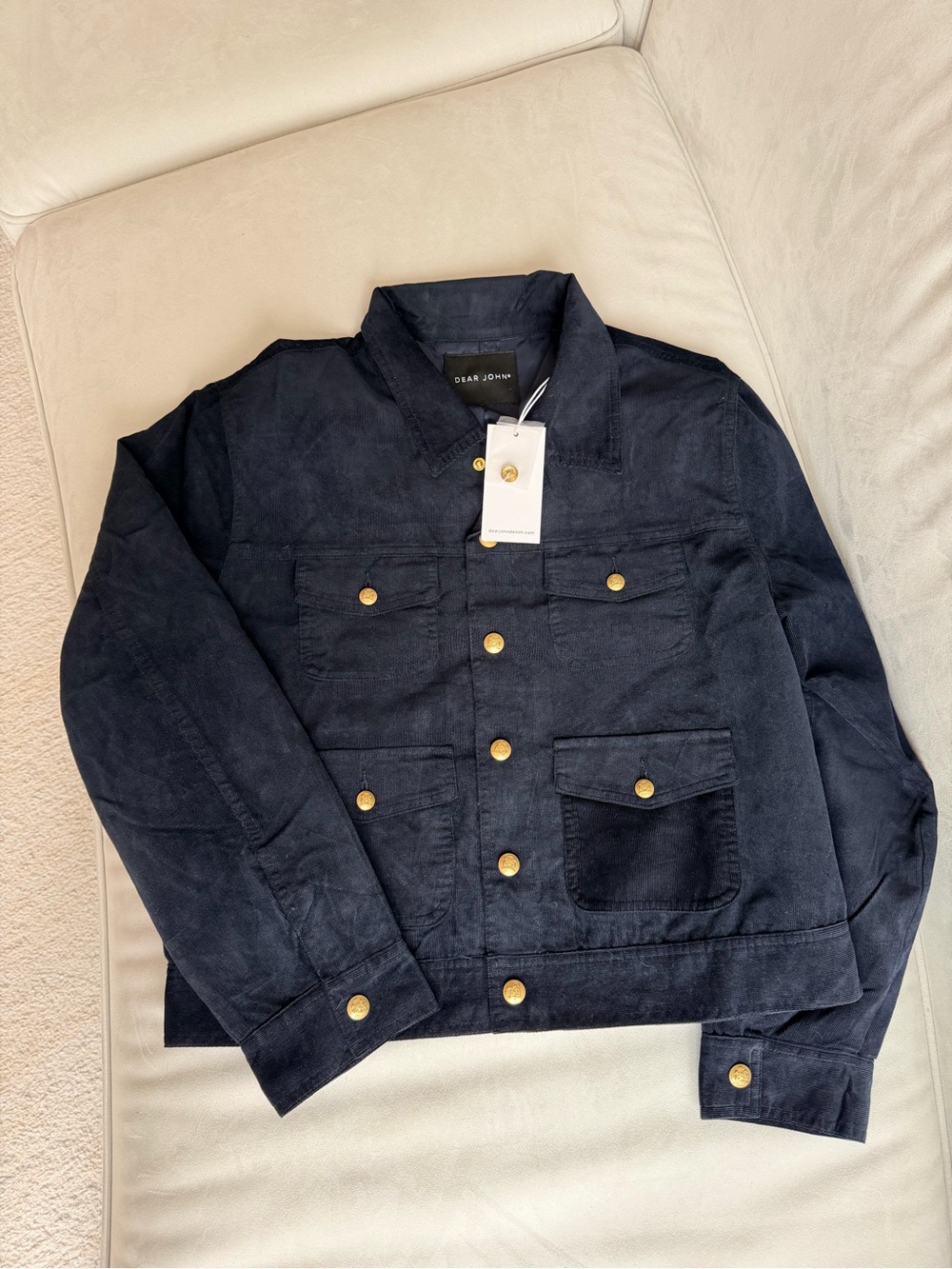 Dear John Navy Corduroy Jacket with Gold Buttons